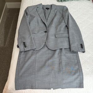 Ann Taylor Factory Gray Blazer and Skirt Set
